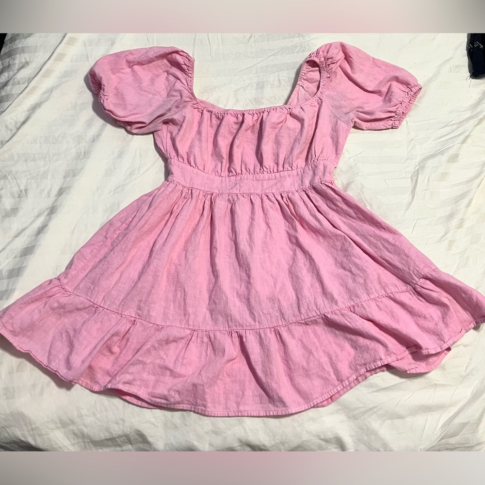 Large Light Pink Cottage Core Mini Dress